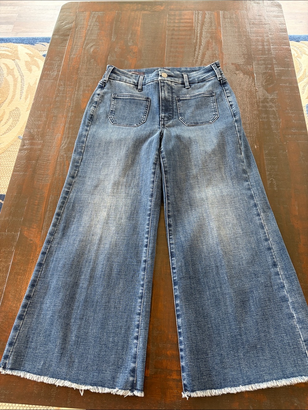 NYDJ Higher Rise Major Patchie Wide Leg Jeans Size 00 Color Caliente
